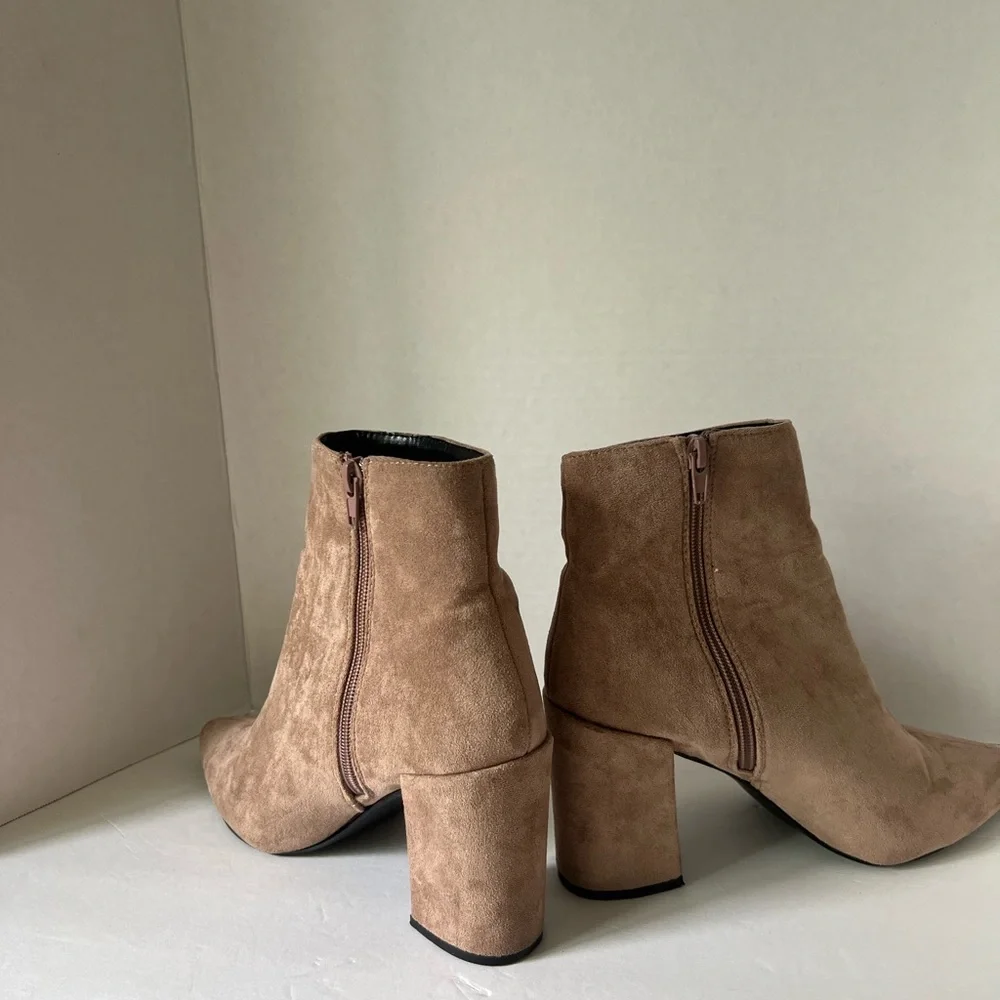 Fashion Nova Tan Suede Ankle Booties